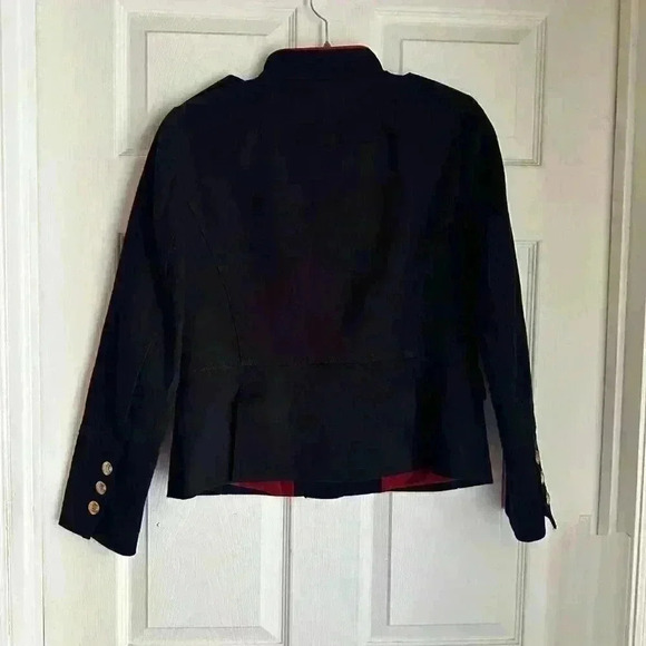 Talbots Women's Sz 6 Military Compact Twill Jacket Blazer Navy Blue Gold Buttons - Picture 5 of 8